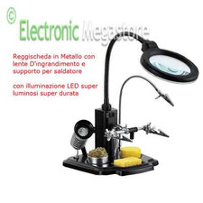 TERZA MANO SUPPORTO LENTE LAMPADA SALDATORE PAGLIETTA PINZETTE PASTA SALDATURA