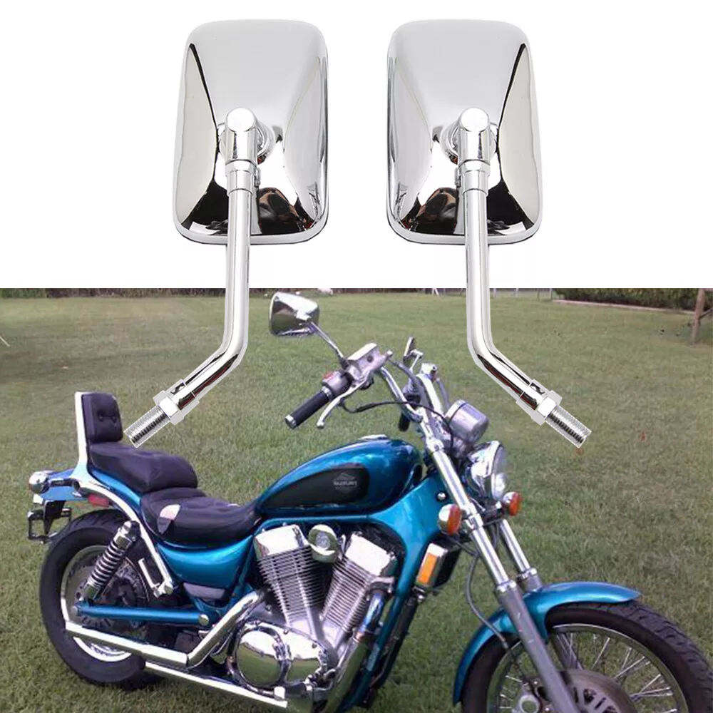 For Suzuki Intruder 800 1400 1800 Chrome Rectangle Motorcycle Rear View  Mirrors