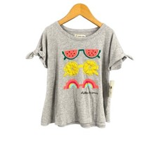 Tucker Tate Kids T-Shirt Grey Knot Sleeve Summer Print Gold Accents Size 5 New