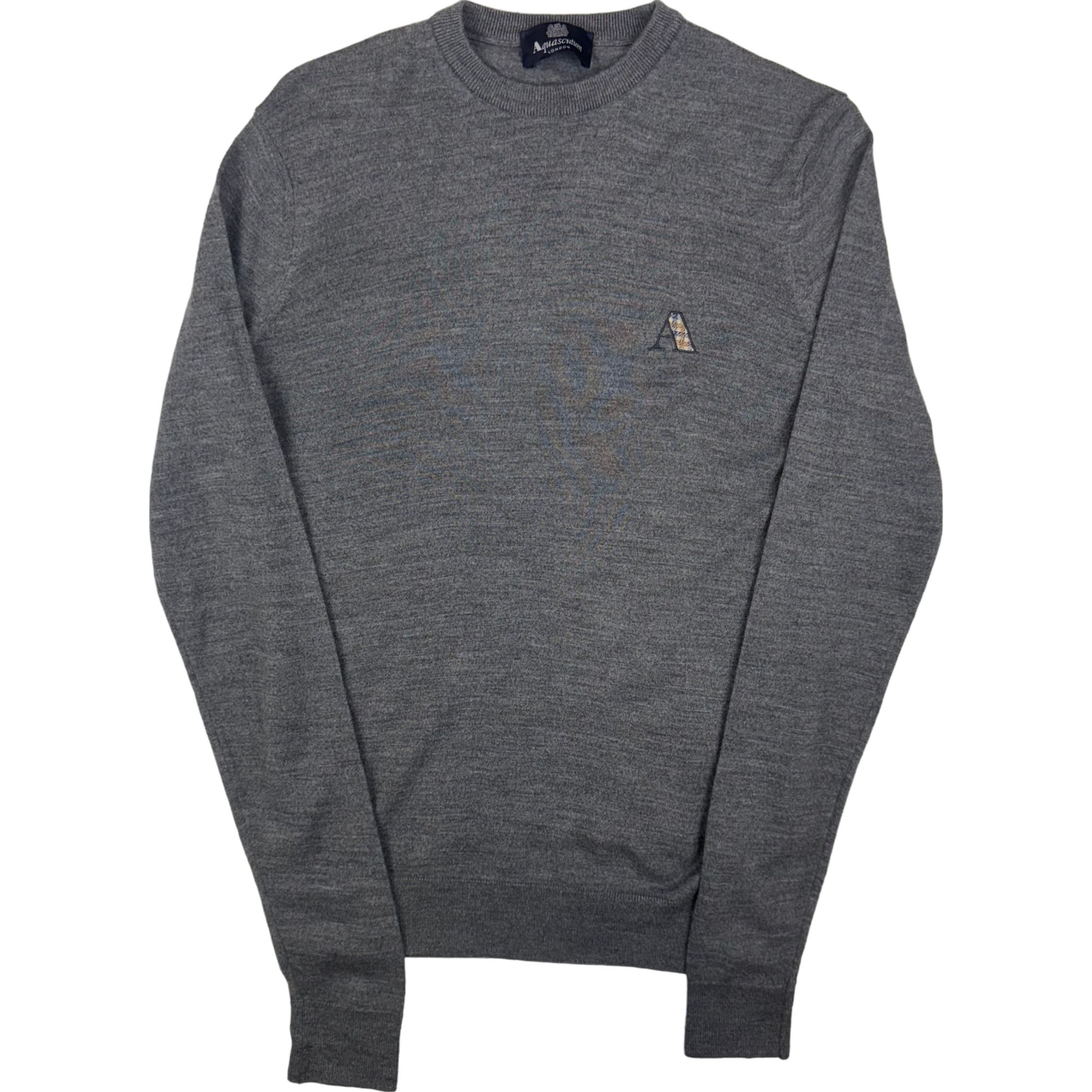 Aquascutum Grey Wool-Cotton Blend Jumper Tight Fit Women's Medium