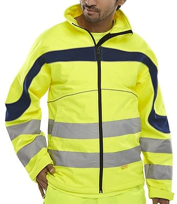 B-SEEN Eton UNISEX Soft Shell Yellow Hi Vis /Viz Jacket Windproof Water Resistant Sizes