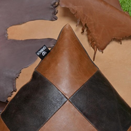 Genuine Leather Chess Style Pillow Cover Throw Case for Living Room & Bedroom - Picture 8 of 8