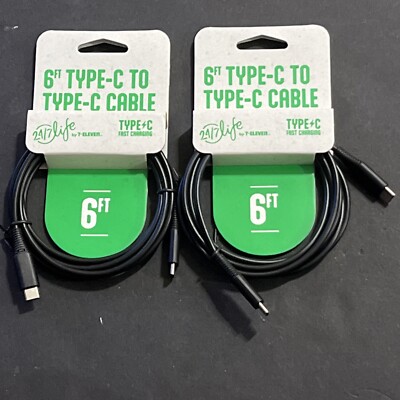 x2 24/7Life 7-Eleven Type-C To Lighting Charging Cable 6ft iPhone, iPad