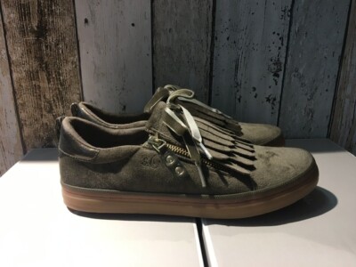 SKA Damen Sneaker Dirndl Schuhe Tracht Khaki samt