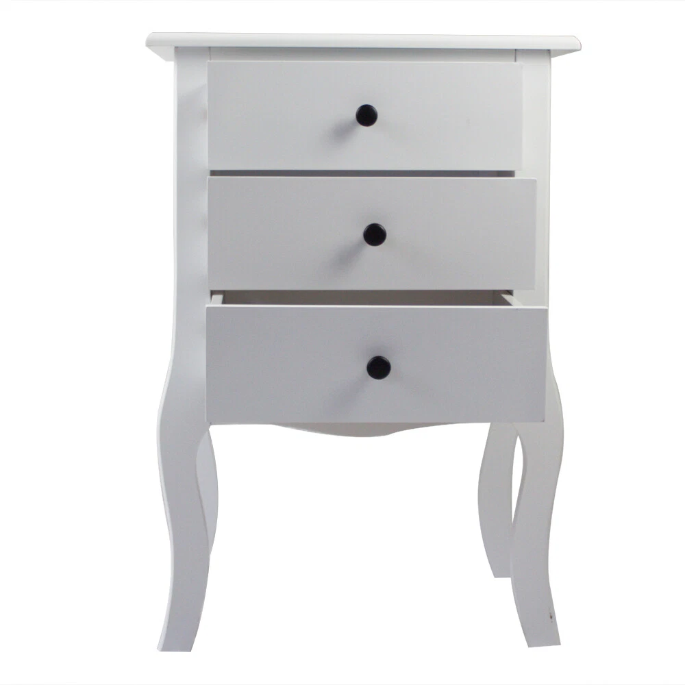 European White Bedroom Nightstand Side Table with Storage 3