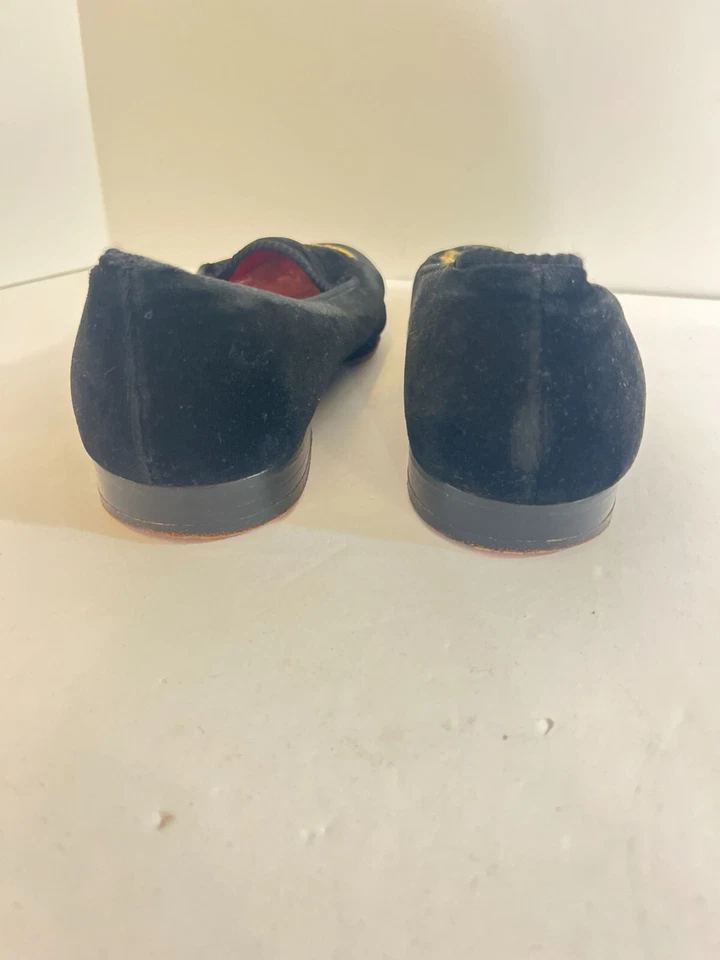 Mocasín de lujo de terciopelo negro para hombre bordado elefante dorado hecho a mano en E Foto 2 de 4