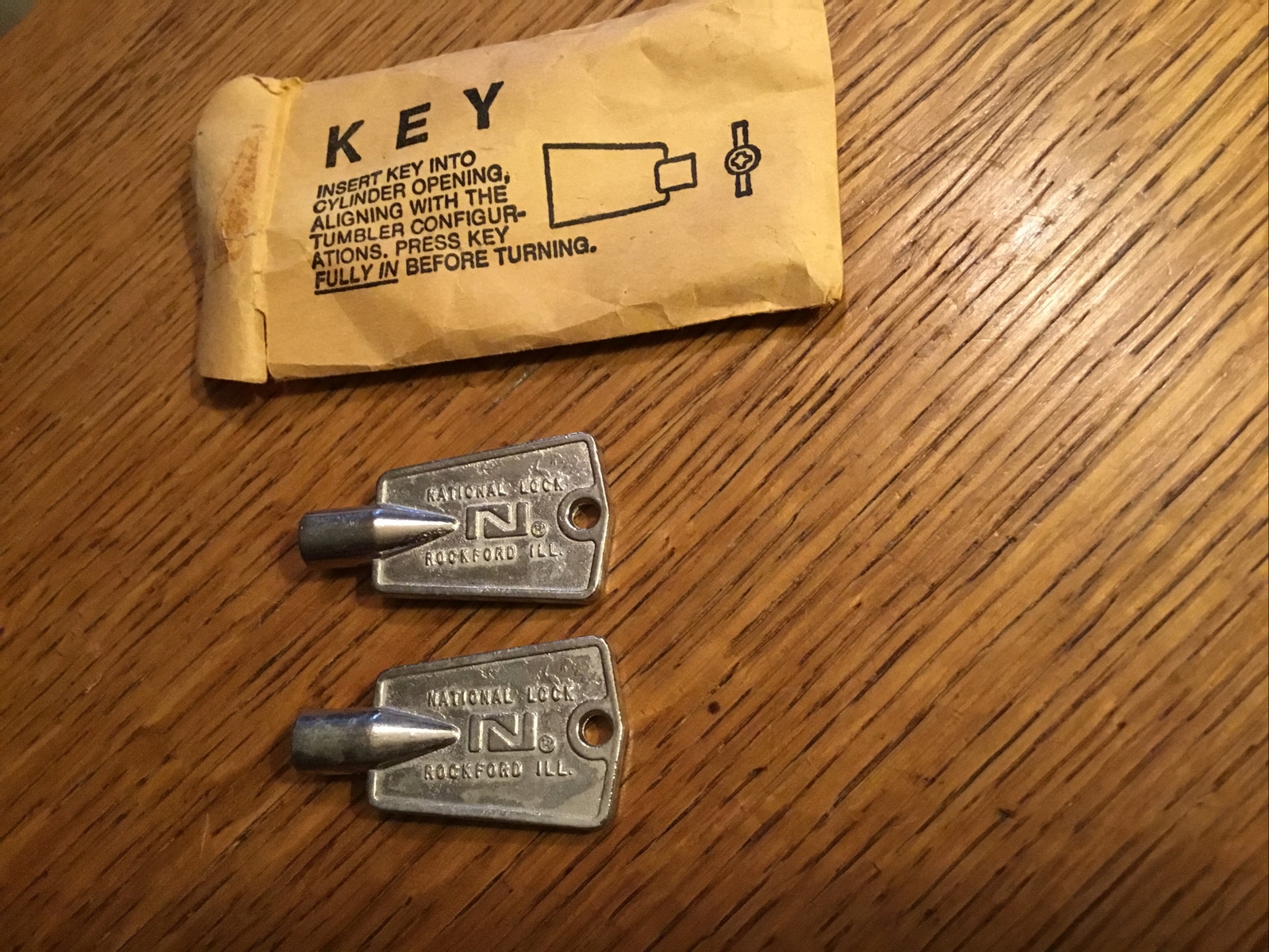 2 NATIONAL LOCK ROCKFORD ILL. FREEZER SAFETY KEYS FOR CYLINDER LOCKS