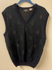Vintage The Italian Sweater Co Mens V-Neck Acrylic Wool Blend Sweater Vest SZ S