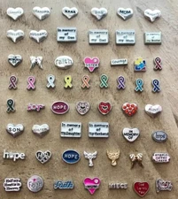 Floating Charm Angel Awareness Ribbon Hope Courage fit  Glass Locket