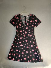 Gap Womens Dress 4 Black Floral Short Sleeve V Neck Back Zip Career Workwear