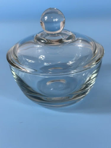 Vintage Anchor Hocking Clear Glass Round Trinket Dish with Lid