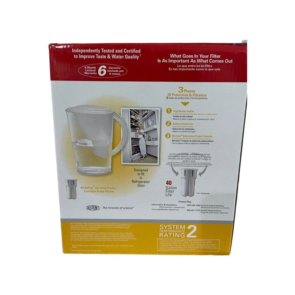 Dupont Vista Water Pitcher W/ 40 Gallon Filter Cartridge + 2 Extra Cartridges - Image 3 of 4