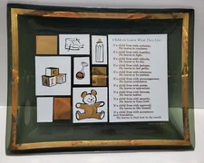 Smokey Glass Dresser Tray Trinket Dish Rectangle Isomil Similac 1963 Gold White