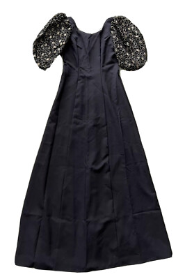 Simco Size 6 Dress Maxi Puffy Sleeves Length 61 Style 4061 Black And Gold  #DA1 | eBay