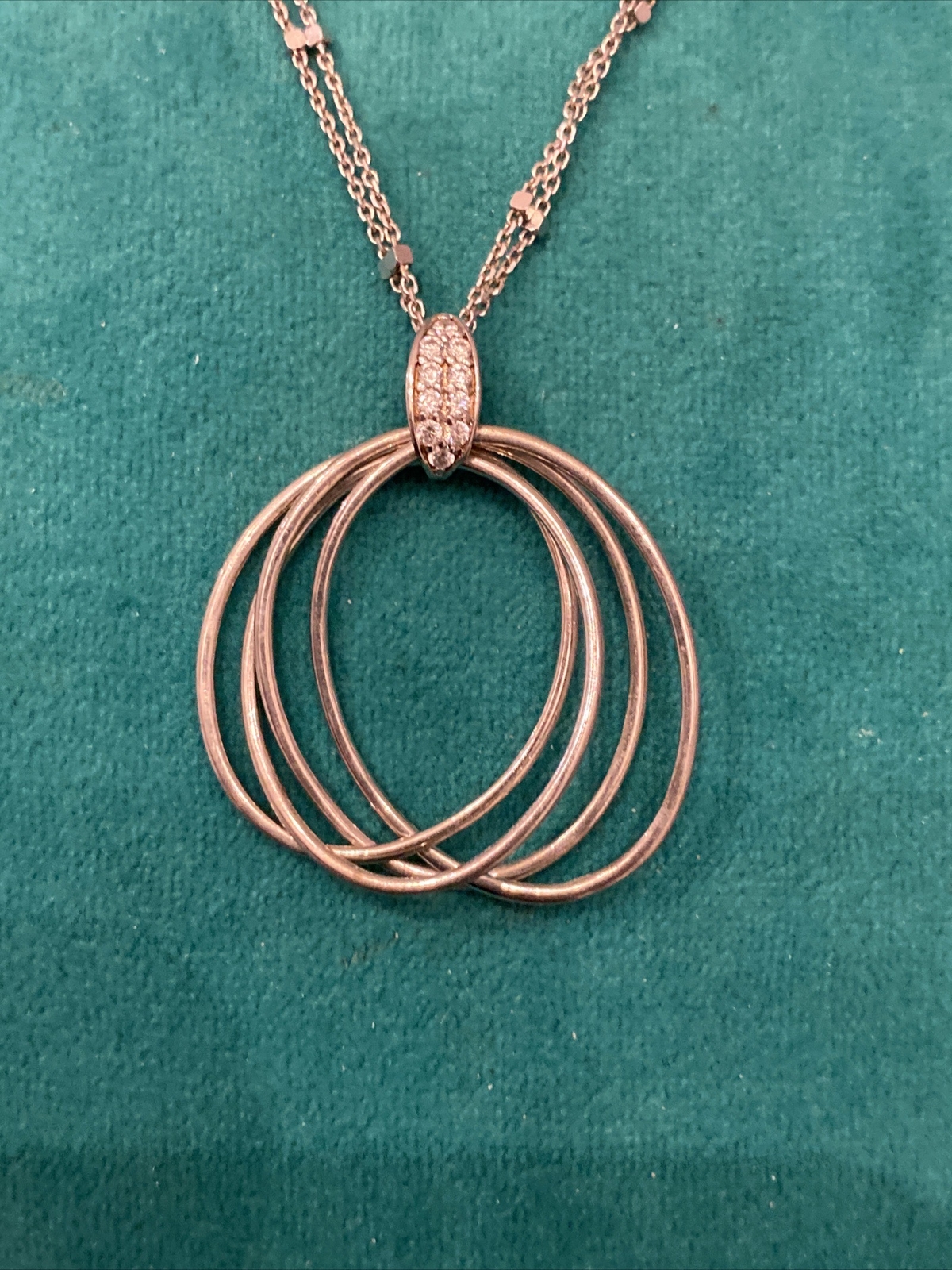 Sterling Silver Multi Interlocking Circle CZ Pend… - image 2