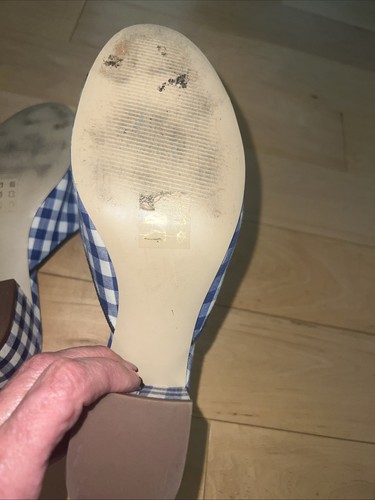 NUEVO EN CAJA J Crew sandalias de tacón talla 7.5 azul blanco gingham H7338 - Imagen 4 de 4
