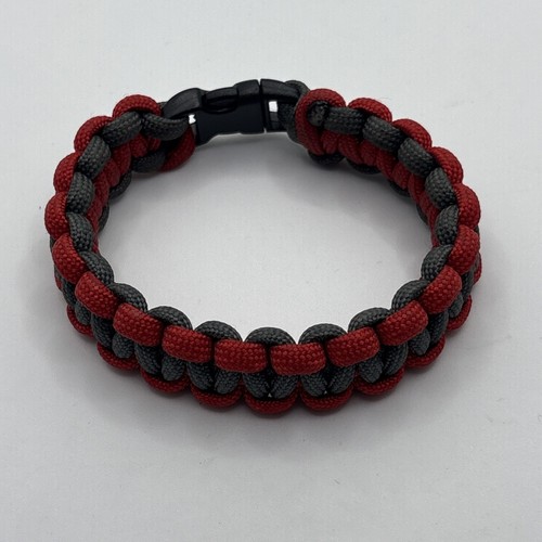 Handmade 550 Cord Bracelet • Survival EDC Red Gray