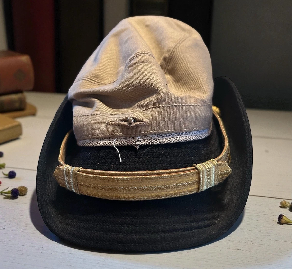 WWII 1940s US Navy Officer Service Visor Hat Cap Soft Crusher