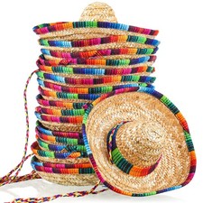 18 Packs Mini Sombrero Party Hats 9 Inch Straw Cinco De Mayo Headband Mexican...