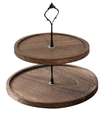 Wooden 2-Tier Serving Stand, Rustic Cupcake, Desert Stand, Fruit, Charcuterie