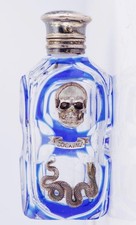 Antique Victorian Cocaine Poison Bottle – Cobalt Blue Cut Glass, Silver Skull
