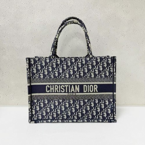 Christian Dior Book Tote Medium Blue Oblique Jacquard Canvas Top‑Handle Tote Bag