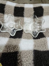 Glass Star Shaped Candle Holders Pristine Condition