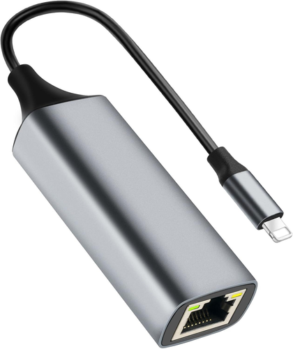 MFi Certified Lightning to Ethernet Adapter 100Mbps RJ45 Gray for iPhone iPad