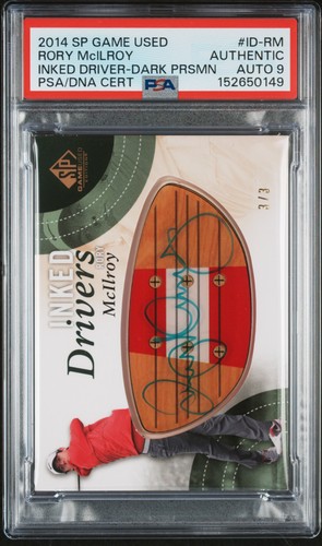 2014 SP GAME USED INKED DRIVERS #ID-RM RORY MCILROY 3/3 PSA AUTHENTIC AUTO 9