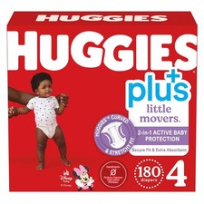 Huggies Little Movers Plus Diapers Size 4 22-37 lbs 180 Ct Box Brand New 75