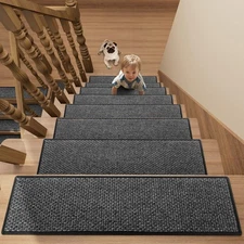 Stair Treads Carpet 15 pcs for Wooden Steps with Non Slip Rubber Backing, 100...
