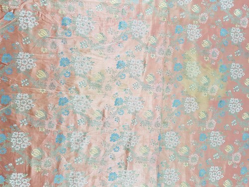 Colcha floral brocado de seda francés vintage con borde con volantes 230x222cms - Imagen 5 de 11
