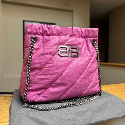 Balenciaga 'Candy Pink' Crush Lambskin Leather Quilted Drawstring