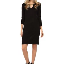 Calvin Klein Black Keyhole Long Sleeve Sheath Sweater Dress Size XL