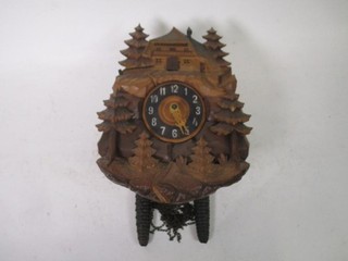 Alte Kuckucksuhr Schwarzwalduhr mit Tannenzafen Gewichten ca. 30 cm H VV4122