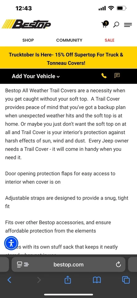 Bestop 81040-09 Charcoal/Gray All-Weather Trail Cover for 07-18 Jeep Wrangler JK - Image 2 of 4