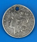 1880 Morgan Silver Dollar Low Grade Holed Bullion 146 Years Old