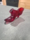 Fenton Art Glass Ruby Red CAT HEAD Hobnail Shoe Slipper Boot Figurine