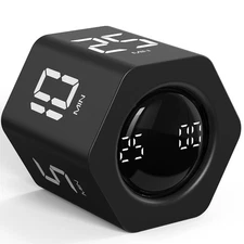 Rotating Pomodoro Timer 5, 25, 10 30,60 Mins Preset Stopwatch, Desk Flip Prod...