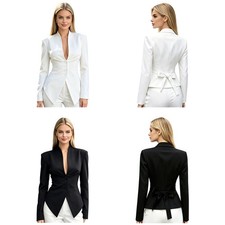 Women Jackets Casual Blazer Fitted Waist Work Suit Tailored Outerwear Single