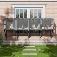 Cat Catio, Cat Window Perch for Large Indoor Cats Expandable Wooden Windows Box