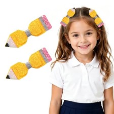 1 Pair Back to School Pencil Hair Bows Clips for Girls  First Day of School