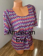 Collective Concepts Womens Blouse Top Short Sleeves Size M     