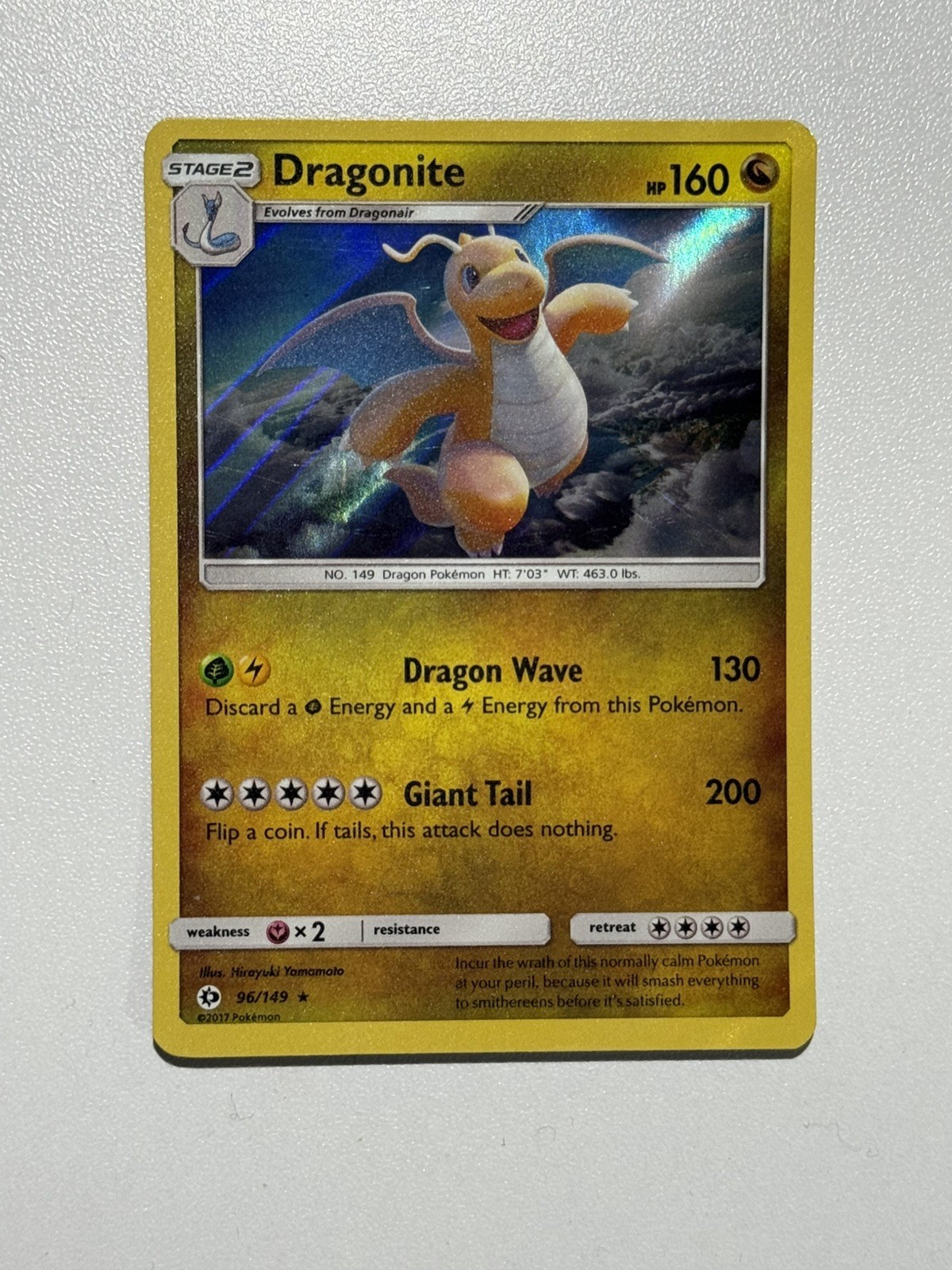 Pokémon TCG Dragonite 96/149 Holo Sun & Moon Base Set (NM)