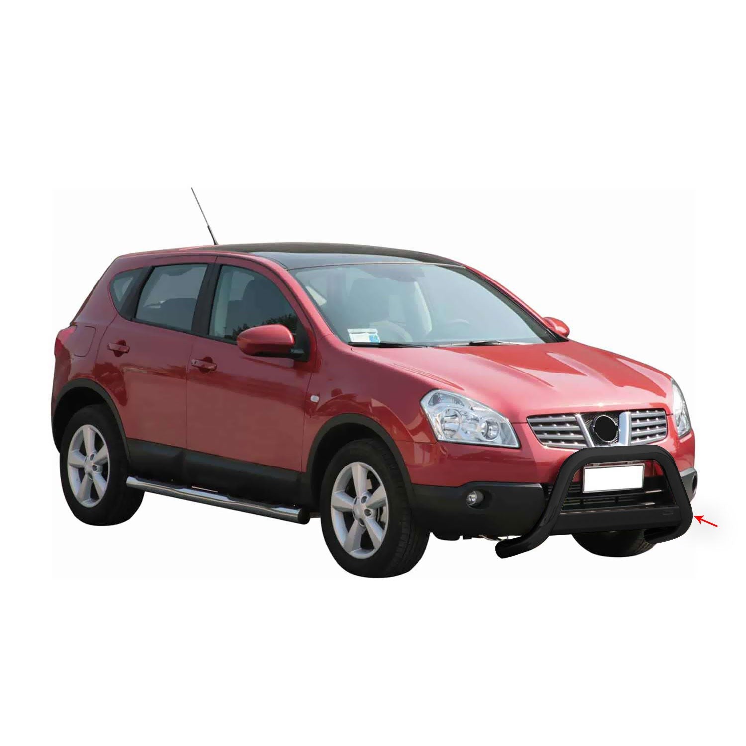 Pare-buffle noir 63mm en acier pour Nissan Qashqai 2007-2010
