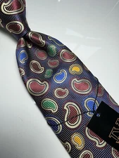 NWT VERSE 9 MULTI COLOR PAISLEY STYLE PRINT SILK DESIGNS NECK TIE & HANKY