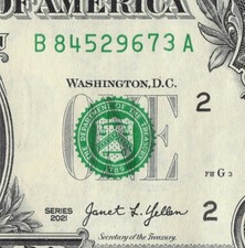 8 Digit Broken Scattered Ladder 2-9 Fancy Serial Num 1 Dollar Bill B84529673A