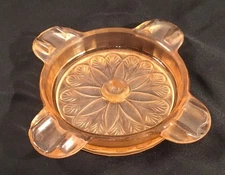 Jeannette Depression Glass “Sunflower Pink Ashtray”  Nice Condition
