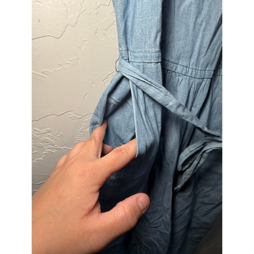 NWT Old Navy blue soft denim ruffle sleeveless jumpsuit womens medium coastal - Picture 3 of 12