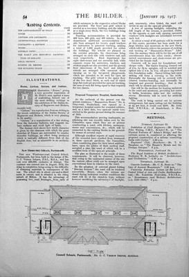 Original alter Vintage Druck Council Schools Portsmouth Plan West Elevation 1917 0